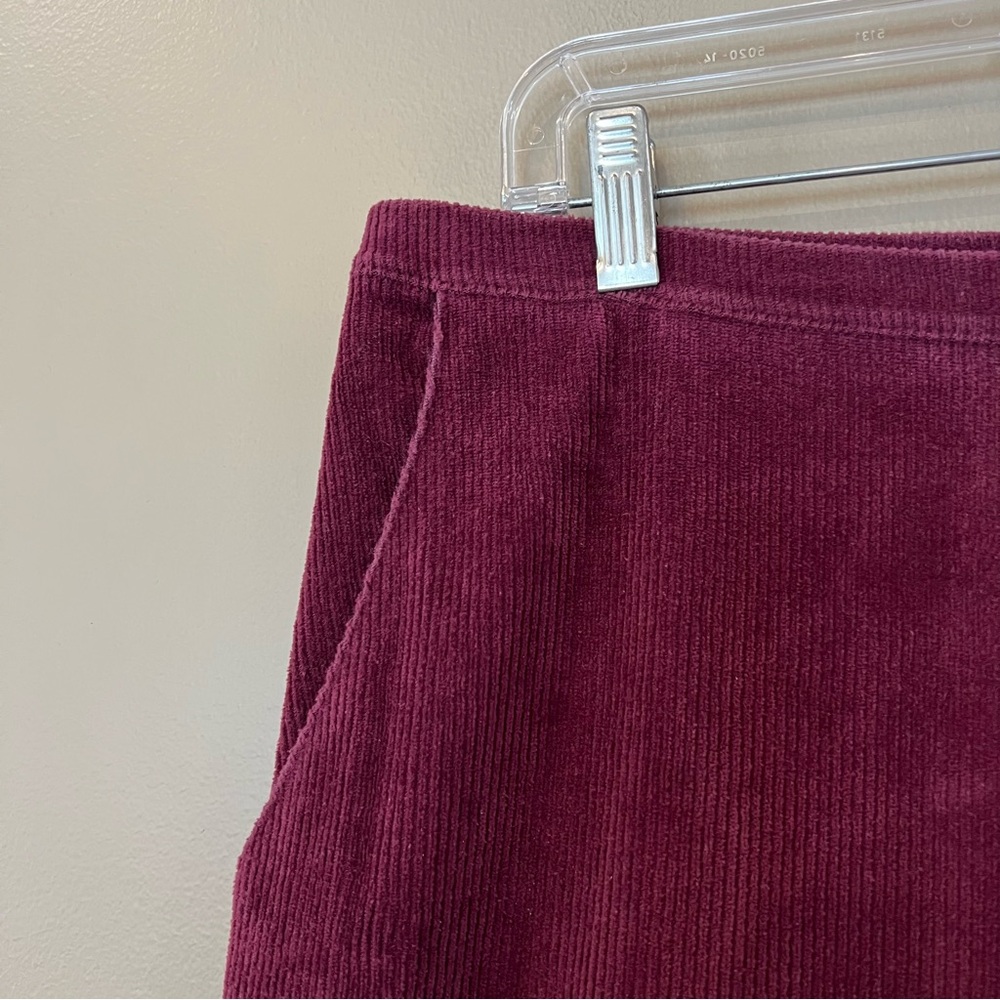 2 Pc LL Bean Corduroy Wide Leg Knit Pull On pants‎ Jacket LP / XL ribbed Merlot - Picture 5 of 11